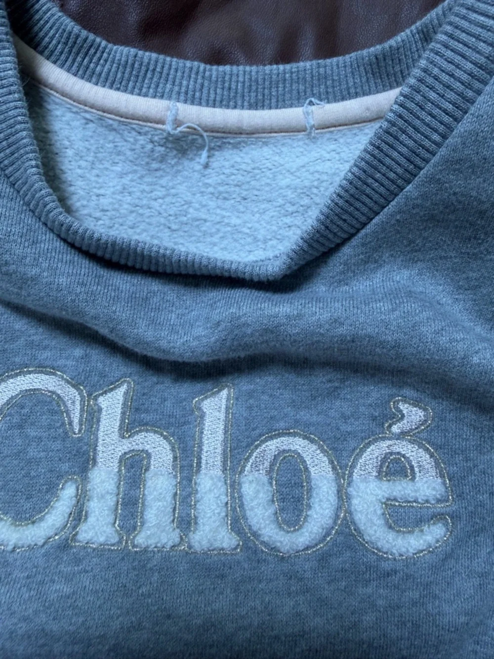 Chloé Gray Dress with Metallic Logo